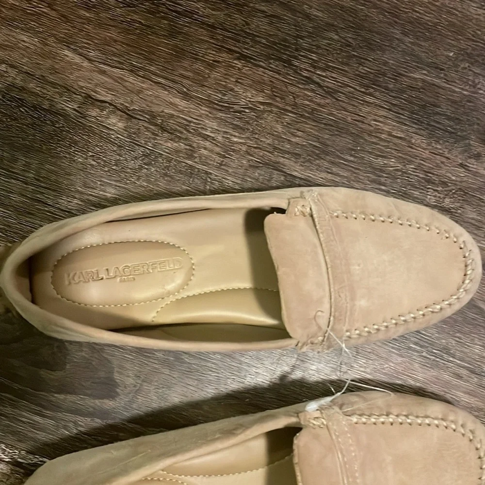 Karl Lagerfeld Women's Tan Suede Moccasins - Picture 3 of 5